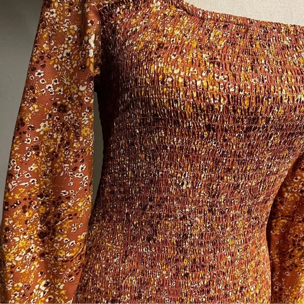 RUSTY PINK‎ FLORAL LONG SLEEVE MINI DRESS